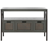 SAFAVIEH Tamuita Antique Pewter Dark Walnut Finish Console Table - 36" x 13.8" x 24.8" - 36Wx14Dx25H