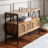 SAFAVIEH Tamuita Antique Pewter Dark Walnut Finish Console Table - 36" x 13.8" x 24.8" - 36Wx14Dx25H