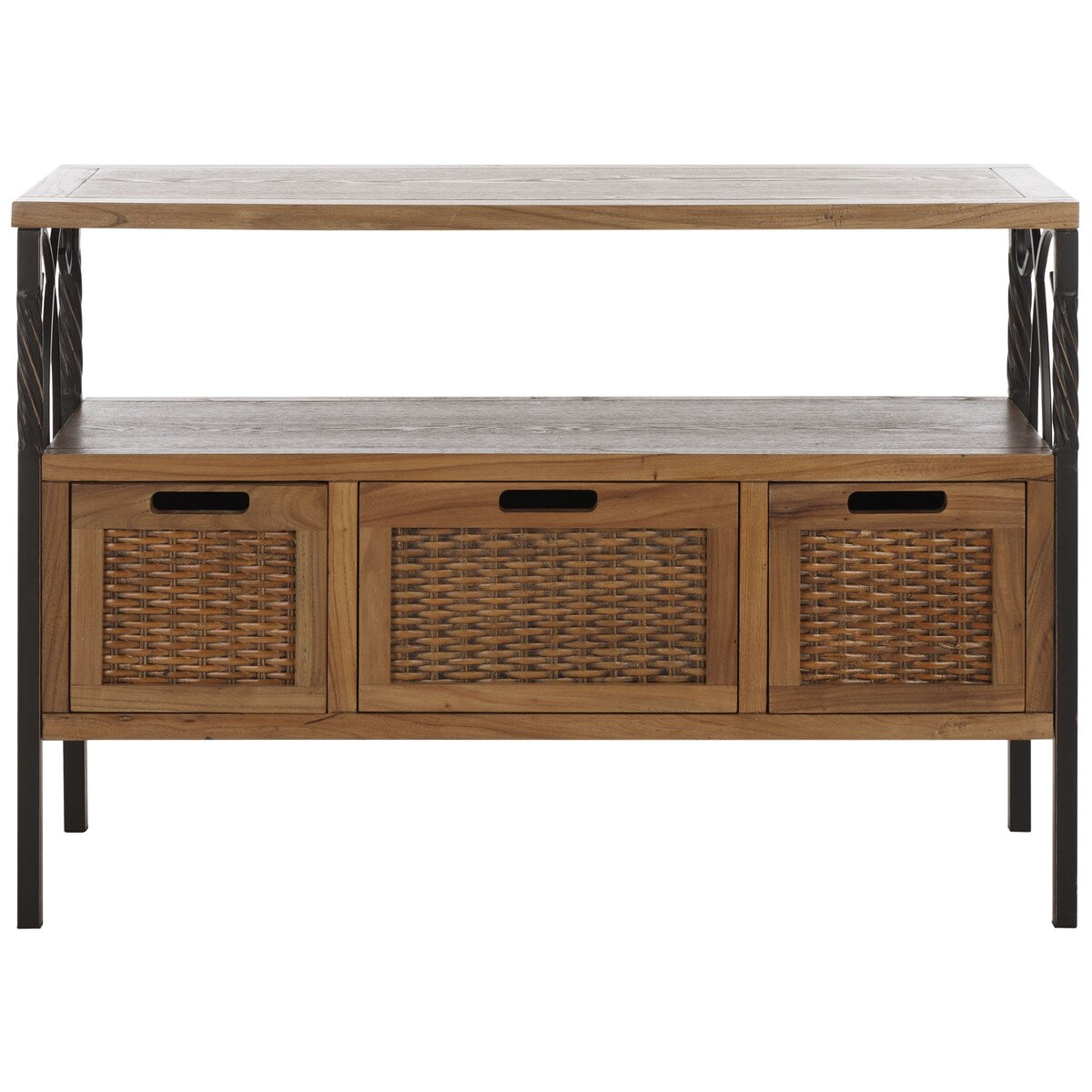 SAFAVIEH Tamuita Antique Pewter Dark Walnut Finish Console Table - 36" x 13.8" x 24.8" - 36Wx14Dx25H