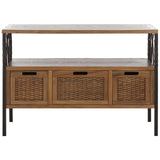 SAFAVIEH Tamuita Antique Pewter Dark Walnut Finish Console Table - 36" x 13.8" x 24.8" - 36Wx14Dx25H