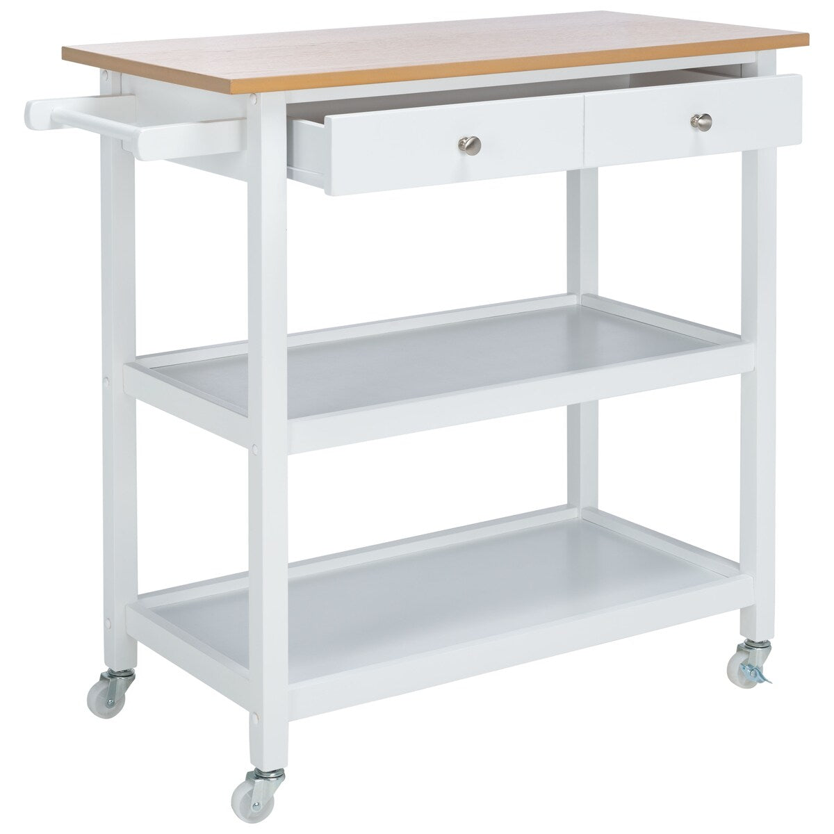 SAFAVIEH Tania 1-Drawer 2-Shelf Kitchen Bar Cart with Wheels - 39" W x 17.7" L x 36.2" H - 39Wx18Dx36H