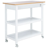 SAFAVIEH Tania 1-Drawer 2-Shelf Kitchen Bar Cart with Wheels - 39" W x 17.7" L x 36.2" H - 39Wx18Dx36H