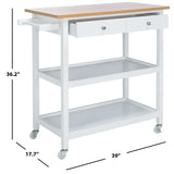 SAFAVIEH Tania 1-Drawer 2-Shelf Kitchen Bar Cart with Wheels - 39" W x 17.7" L x 36.2" H - 39Wx18Dx36H