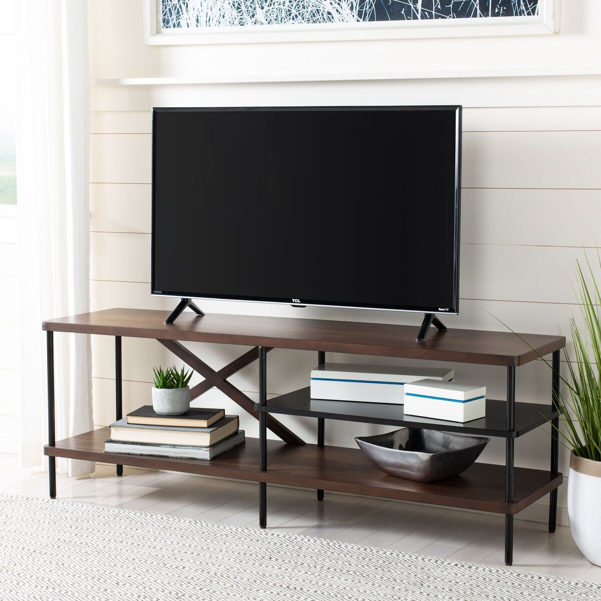 SAFAVIEH Tawny Industrial Media 55" TV Stand - 55.1" x 15" x 19.7" - 55Wx15Dx20H