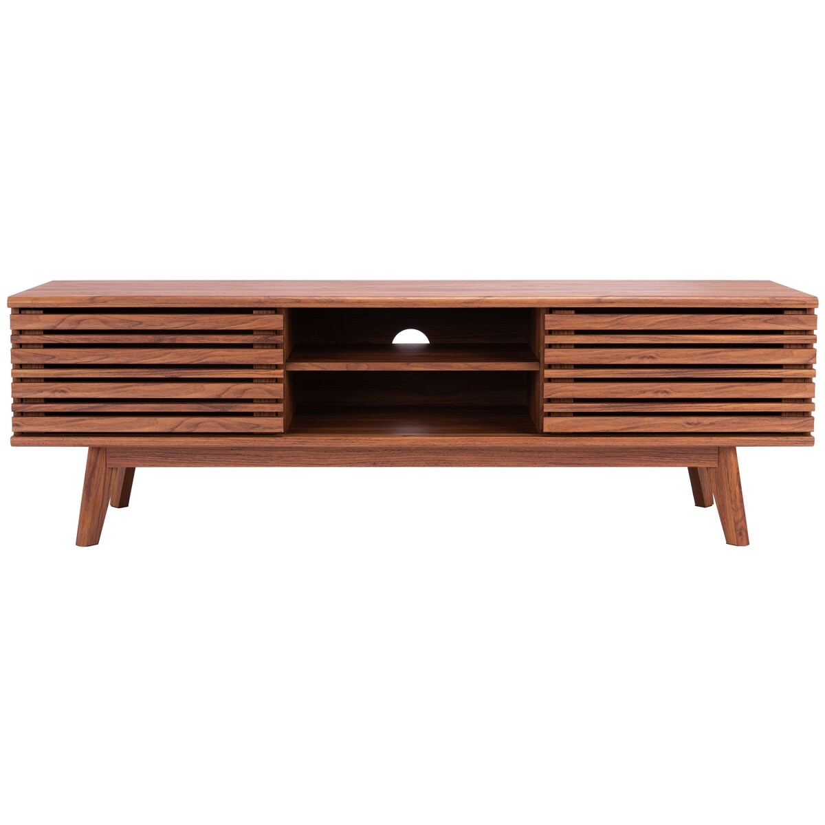 SAFAVIEH Teela Walnut 59-inch Storage Media TV Stand - 59" W x 15" L x 19" H - 59Wx15Dx19H