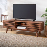 SAFAVIEH Teela Walnut 59-inch Storage Media TV Stand - 59" W x 15" L x 19" H - 59Wx15Dx19H