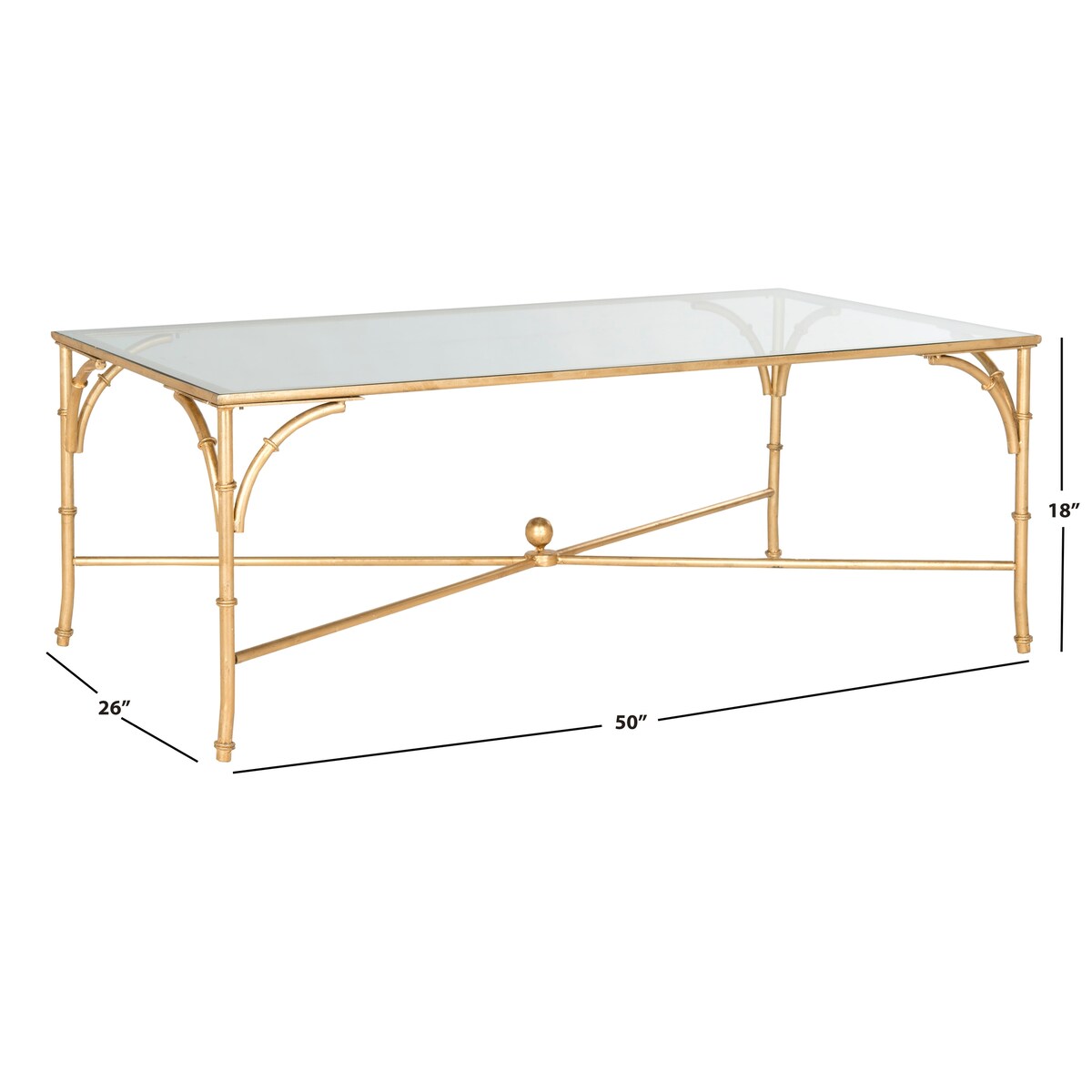 SAFAVIEH Telke Gold Coffee Table - 50" x 26" x 18" - 50Wx26Dx18H