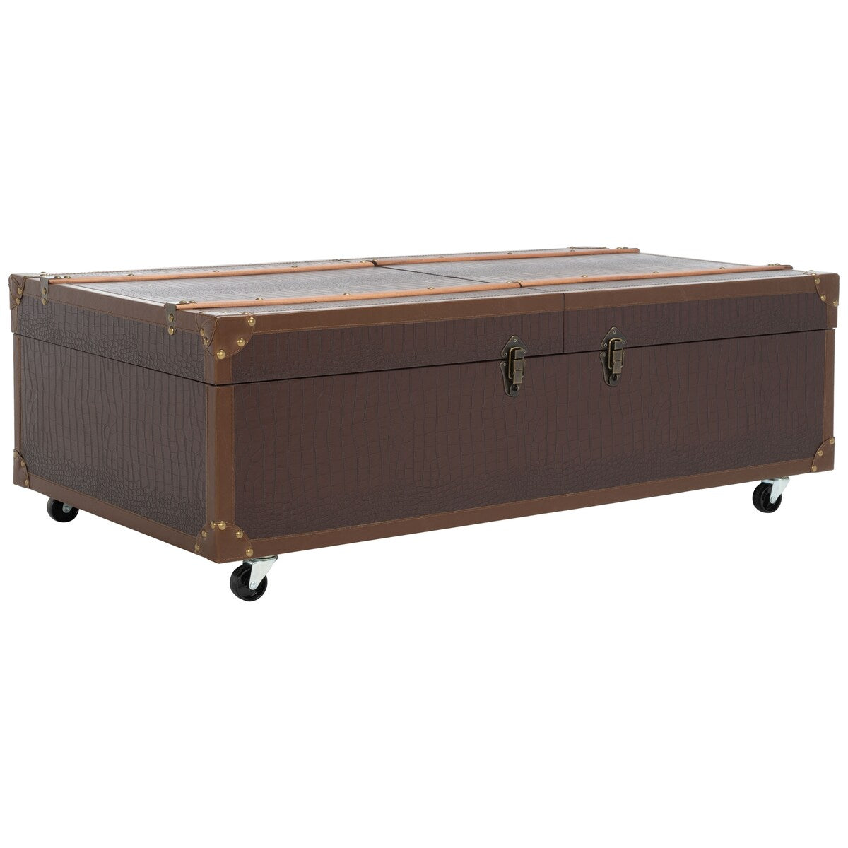 SAFAVIEH Terese Coffee Table Storage Trunk with Wine Rack - 47.2" W x 23.6" L x 15.4" H - 47Wx24Dx15H