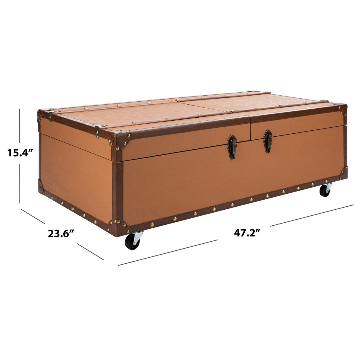 SAFAVIEH Terese Coffee Table Storage Trunk with Wine Rack - 47.2" W x 23.6" L x 15.4" H - 47Wx24Dx15H