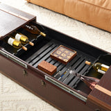 SAFAVIEH Terese Coffee Table Storage Trunk with Wine Rack - 47.2" W x 23.6" L x 15.4" H - 47Wx24Dx15H