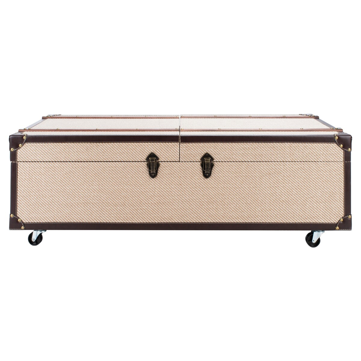 SAFAVIEH Terese Coffee Table Storage Trunk with Wine Rack - 47.2" W x 23.6" L x 15.4" H - 47Wx24Dx15H