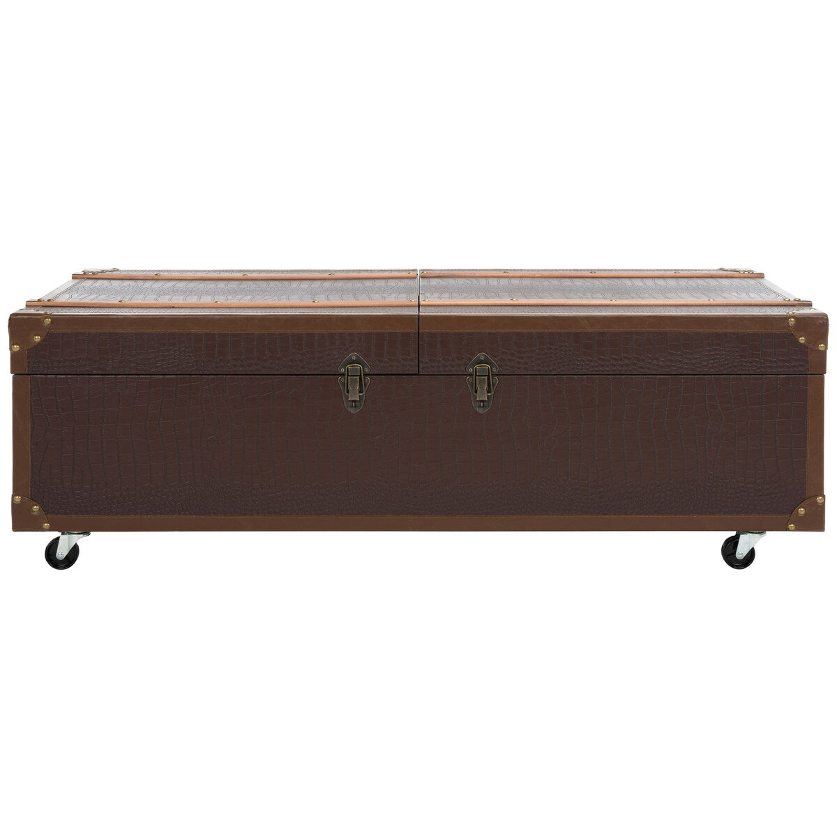 SAFAVIEH Terese Coffee Table Storage Trunk with Wine Rack - 47.2" W x 23.6" L x 15.4" H - 47Wx24Dx15H