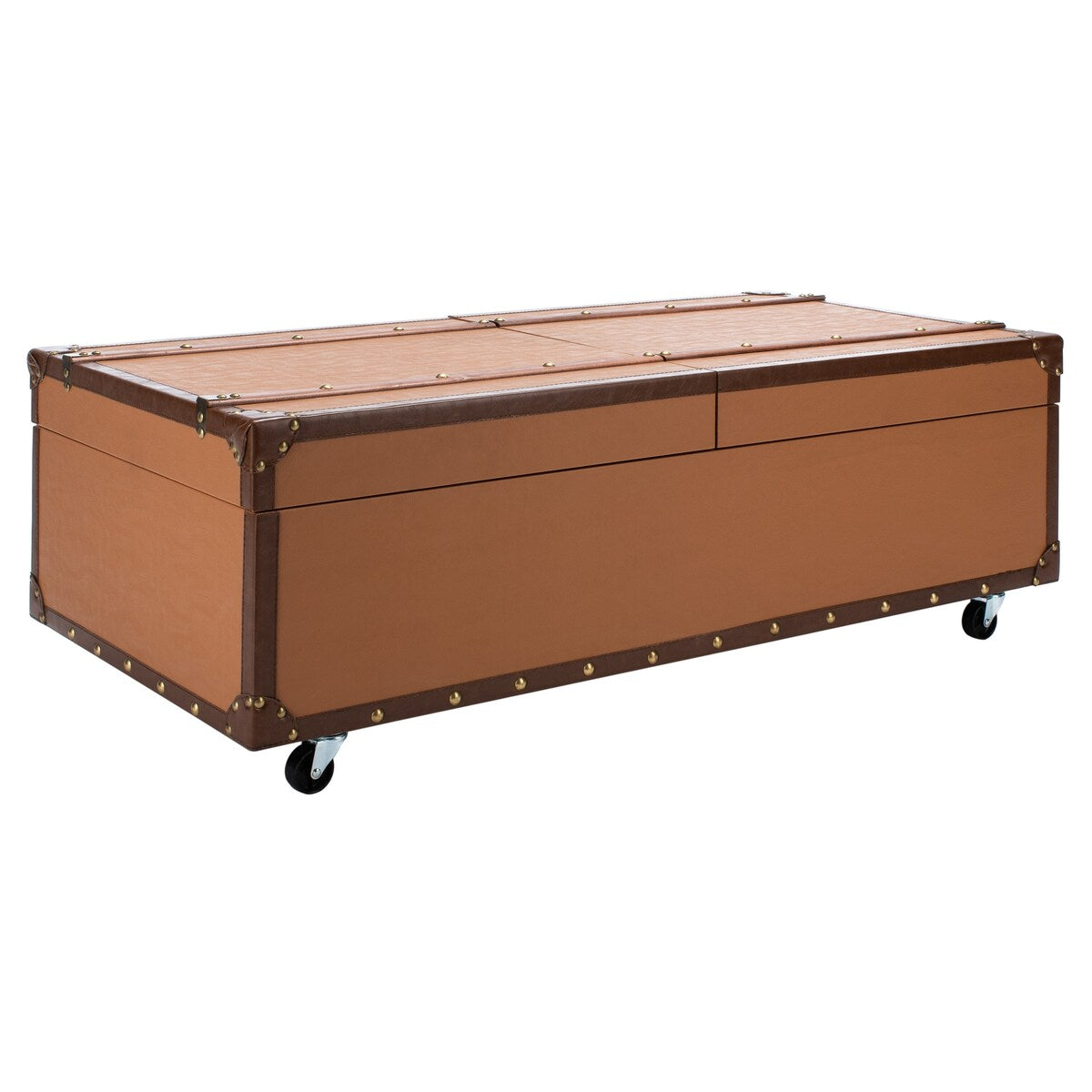 SAFAVIEH Terese Coffee Table Storage Trunk with Wine Rack - 47.2" W x 23.6" L x 15.4" H - 47Wx24Dx15H