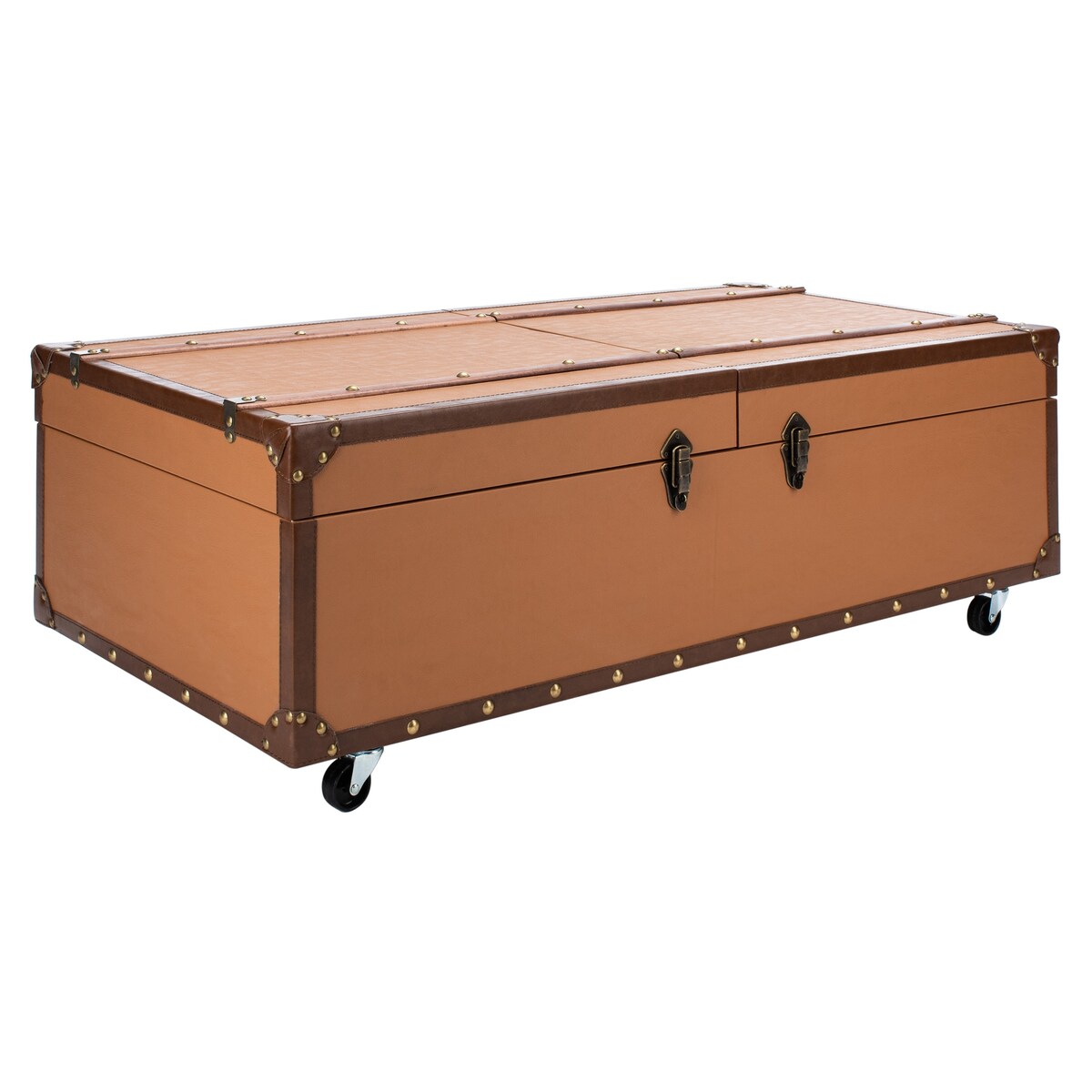 SAFAVIEH Terese Coffee Table Storage Trunk with Wine Rack - 47.2" W x 23.6" L x 15.4" H - 47Wx24Dx15H