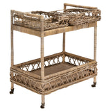 SAFAVIEH Teressa 2-Tier Rattan Bar Cart - 30.3" x 28.7" x 18.3" - 29Wx18Dx30H