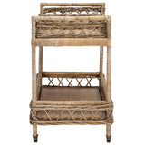 SAFAVIEH Teressa 2-Tier Rattan Bar Cart - 30.3" x 28.7" x 18.3" - 29Wx18Dx30H