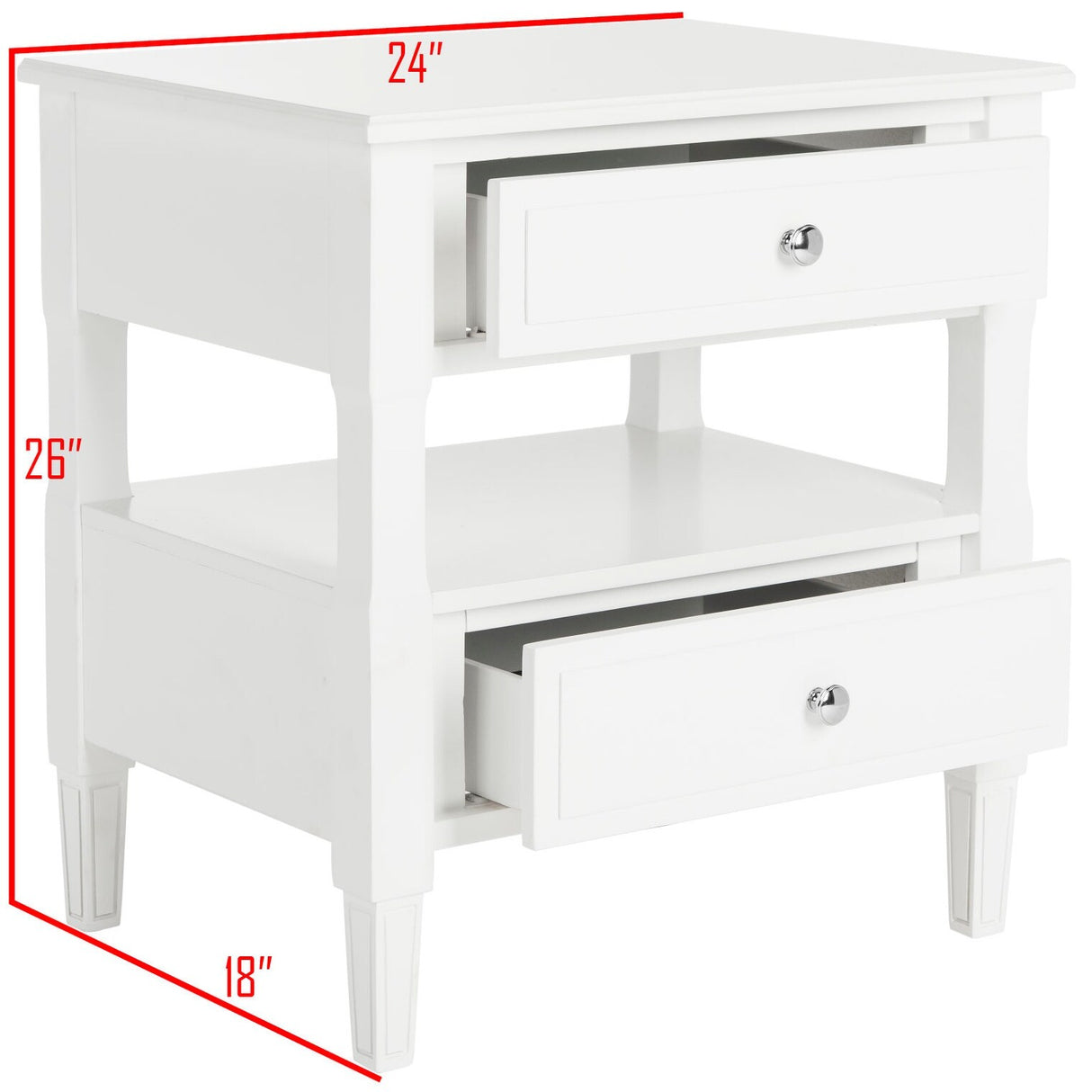 SAFAVIEH Terri Two Drawer White Nightstand