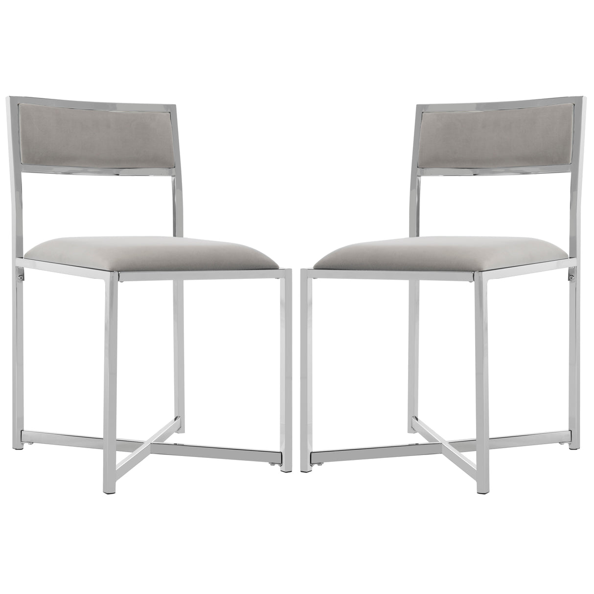 SAFAVIEH Terrie Grey Chrome Side Chair - 18Wx21Dx32H