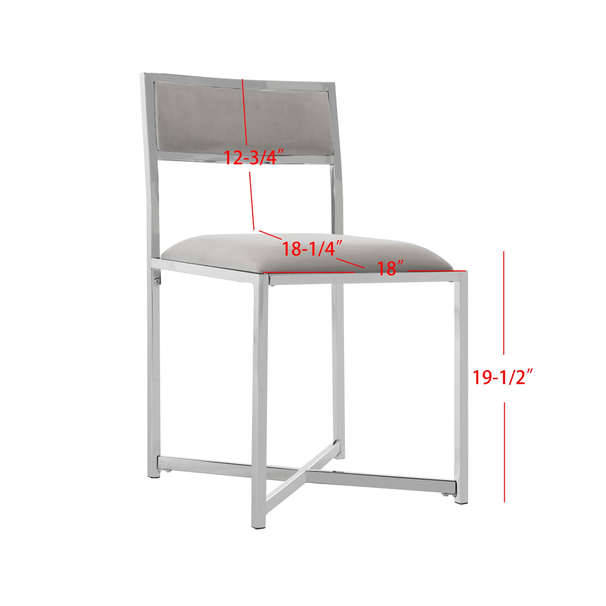 SAFAVIEH Terrie Grey Chrome Side Chair - 18Wx21Dx32H