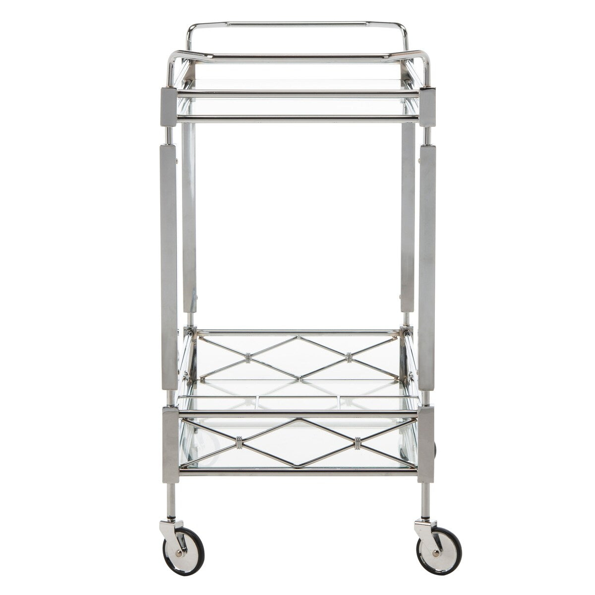 SAFAVIEH Theda 2-Tier Bar Cart / Glass - 31.5" x 16" x 30" - 32Wx16Dx30H