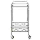 SAFAVIEH Theda 2-Tier Bar Cart / Glass - 31.5" x 16" x 30" - 32Wx16Dx30H