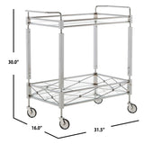 SAFAVIEH Theda 2-Tier Bar Cart / Glass - 31.5" x 16" x 30" - 32Wx16Dx30H