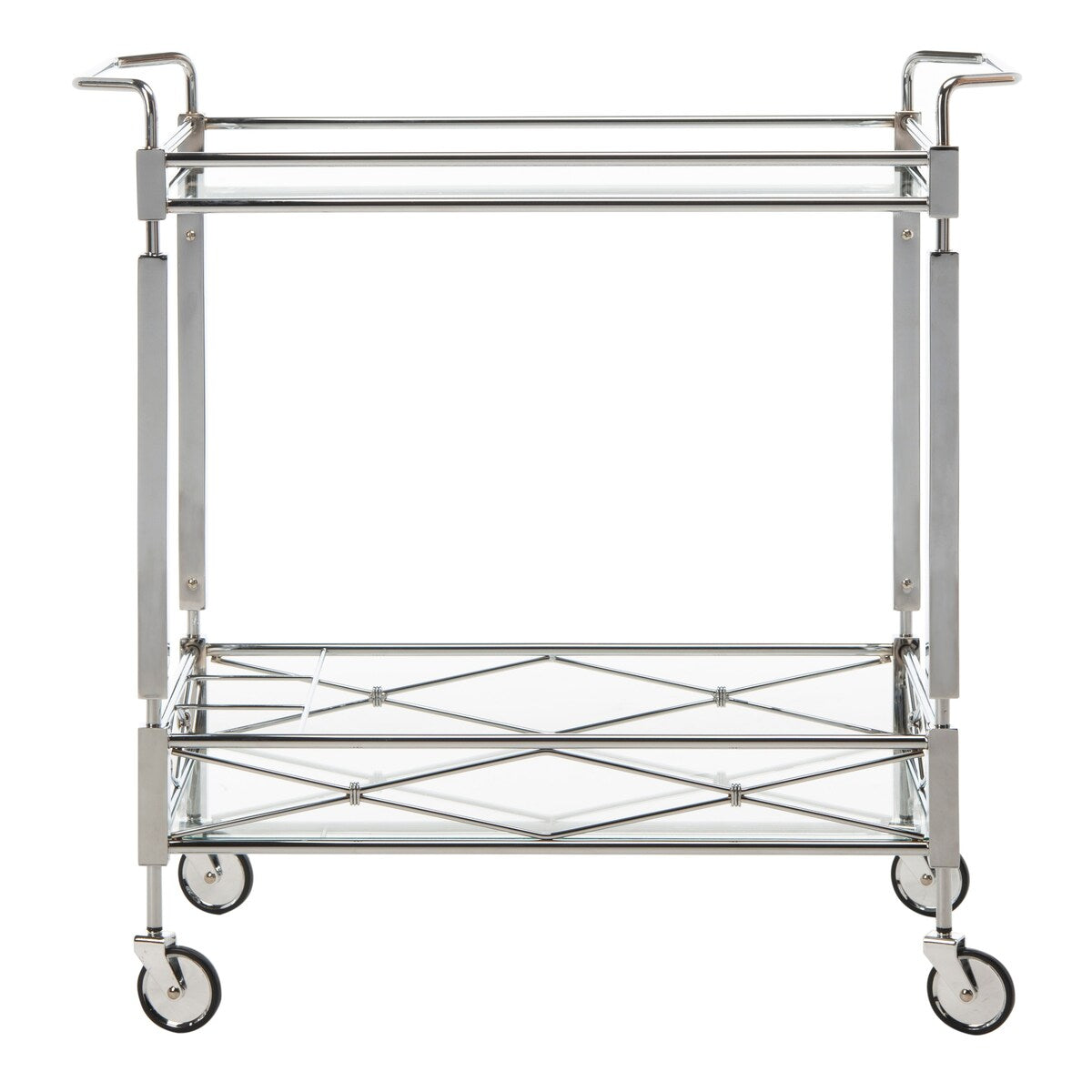 SAFAVIEH Theda 2-Tier Bar Cart / Glass - 31.5" x 16" x 30" - 32Wx16Dx30H