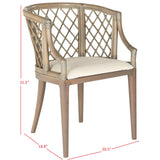 SAFAVIEH Theona Rattan Lattice Arm Chair - 22.3" W x 23" L x 31.3" H - 22Wx23Dx31H