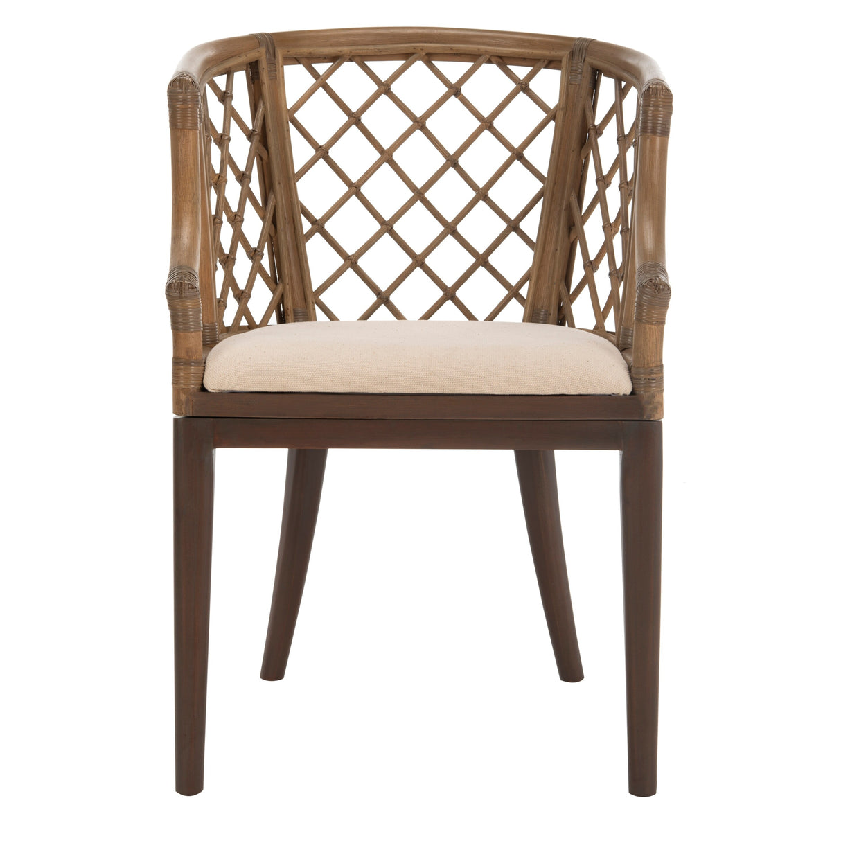 SAFAVIEH Theona Rattan Lattice Arm Chair - 22.3" W x 23" L x 31.3" H - 22Wx23Dx31H