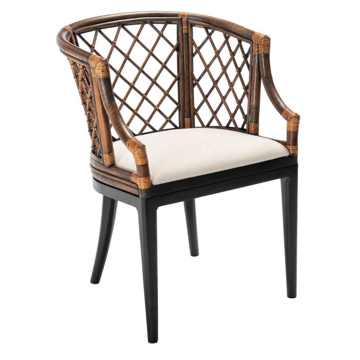 SAFAVIEH Theona Rattan Lattice Arm Chair - 22.3" W x 23" L x 31.3" H - 22Wx23Dx31H