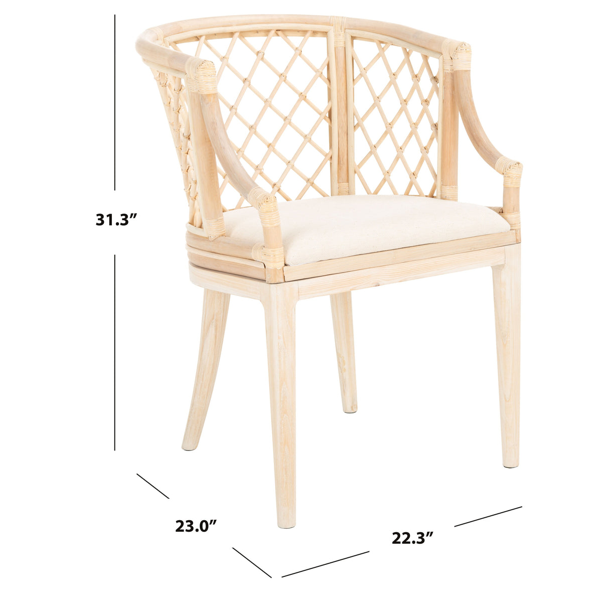 SAFAVIEH Theona Rattan Lattice Arm Chair - 22.3" W x 23" L x 31.3" H - 22Wx23Dx31H