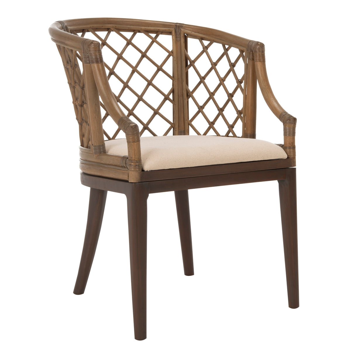 SAFAVIEH Theona Rattan Lattice Arm Chair - 22.3" W x 23" L x 31.3" H - 22Wx23Dx31H