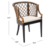 SAFAVIEH Theona Rattan Lattice Arm Chair - 22.3" W x 23" L x 31.3" H - 22Wx23Dx31H