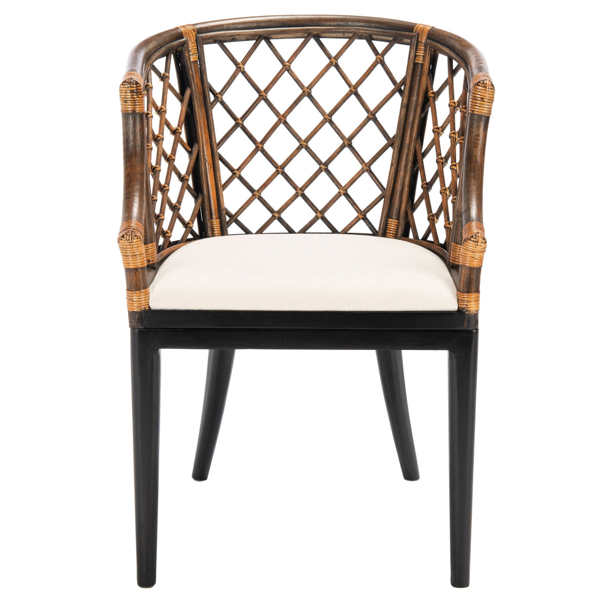 SAFAVIEH Theona Rattan Lattice Arm Chair - 22.3" W x 23" L x 31.3" H - 22Wx23Dx31H