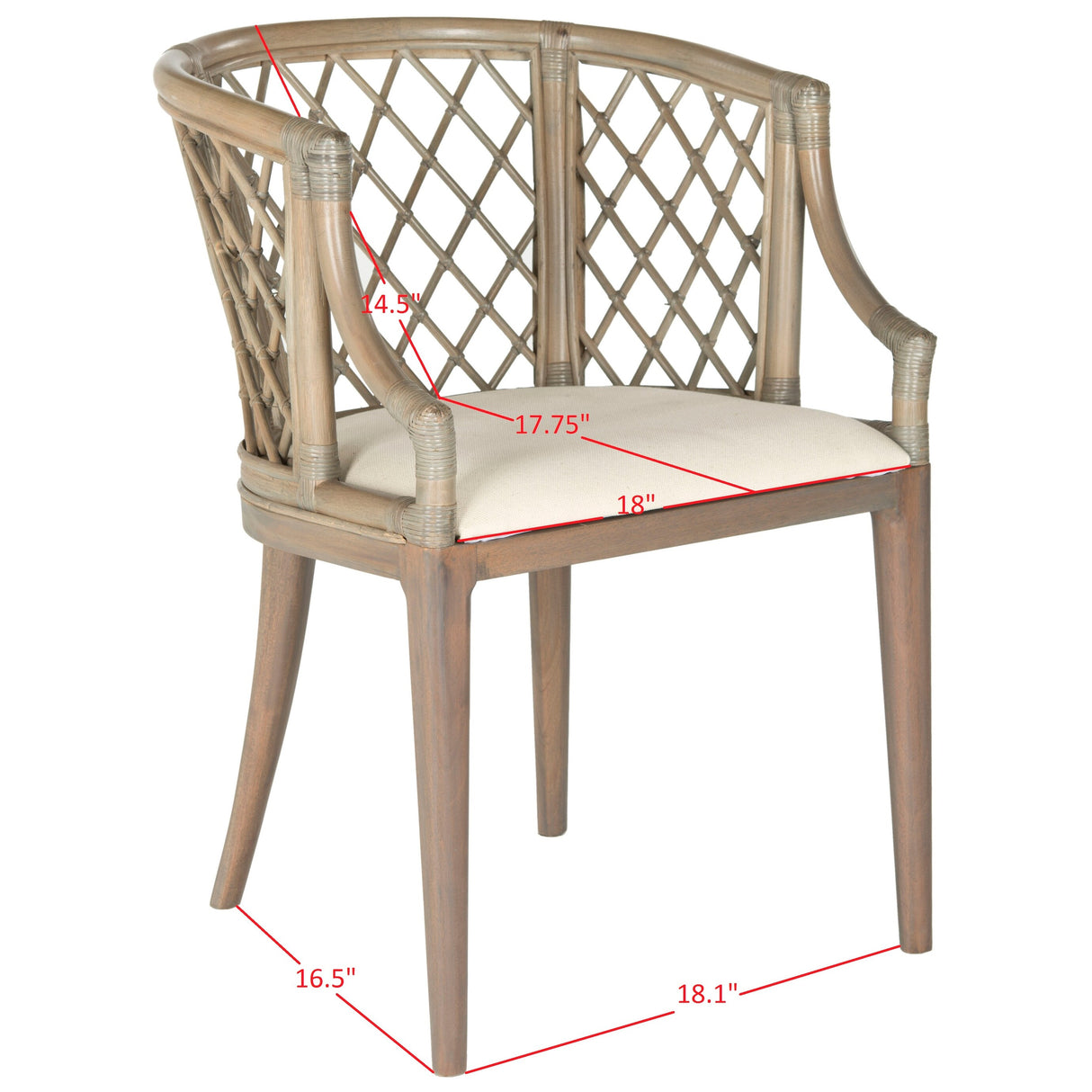 SAFAVIEH Theona Rattan Lattice Arm Chair - 22.3" W x 23" L x 31.3" H - 22Wx23Dx31H