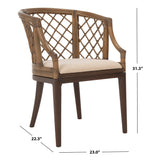 SAFAVIEH Theona Rattan Lattice Arm Chair - 22.3" W x 23" L x 31.3" H - 22Wx23Dx31H