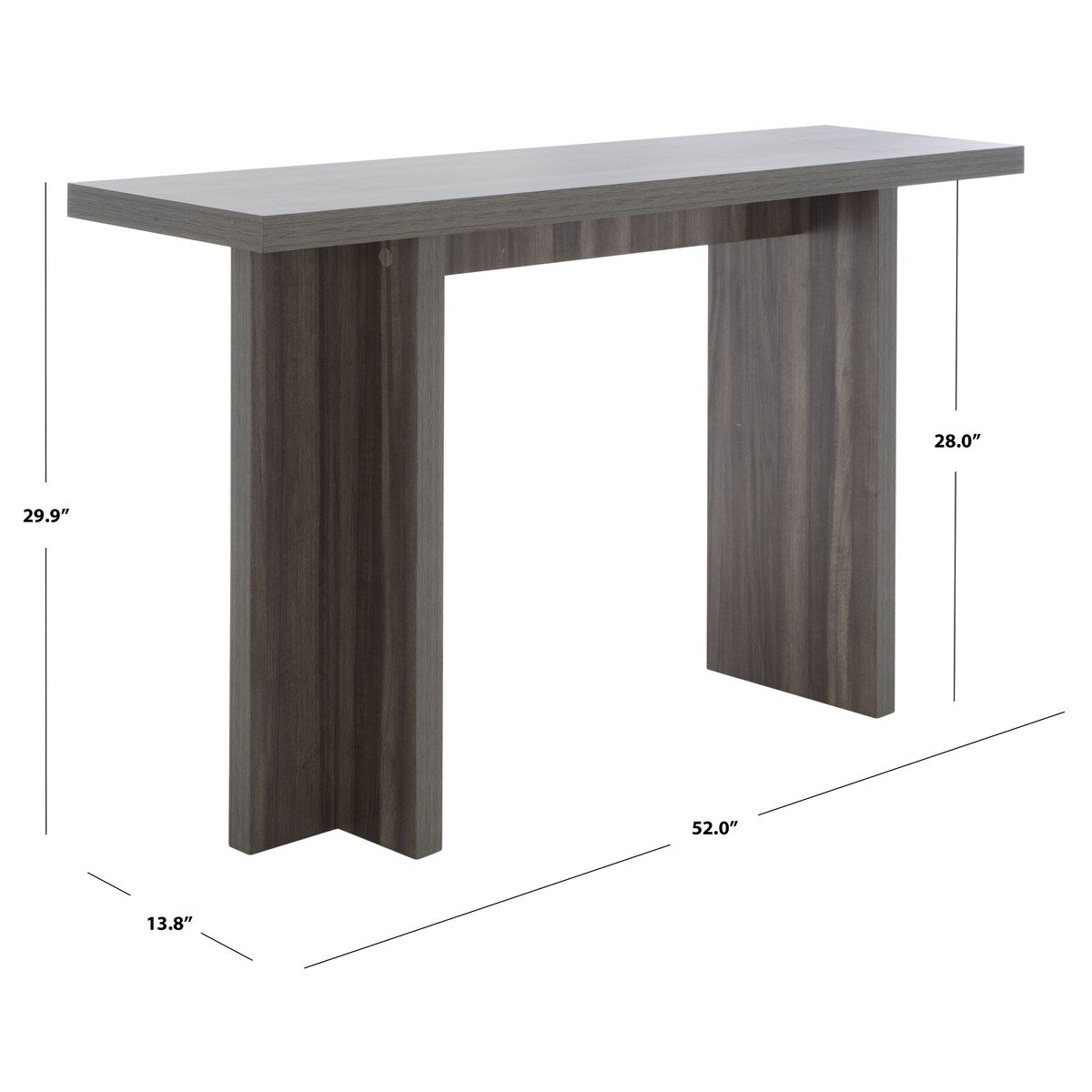 SAFAVIEH Thora Large Console Table - 52" W x 14" D x 30" H - 52Wx14Dx30H