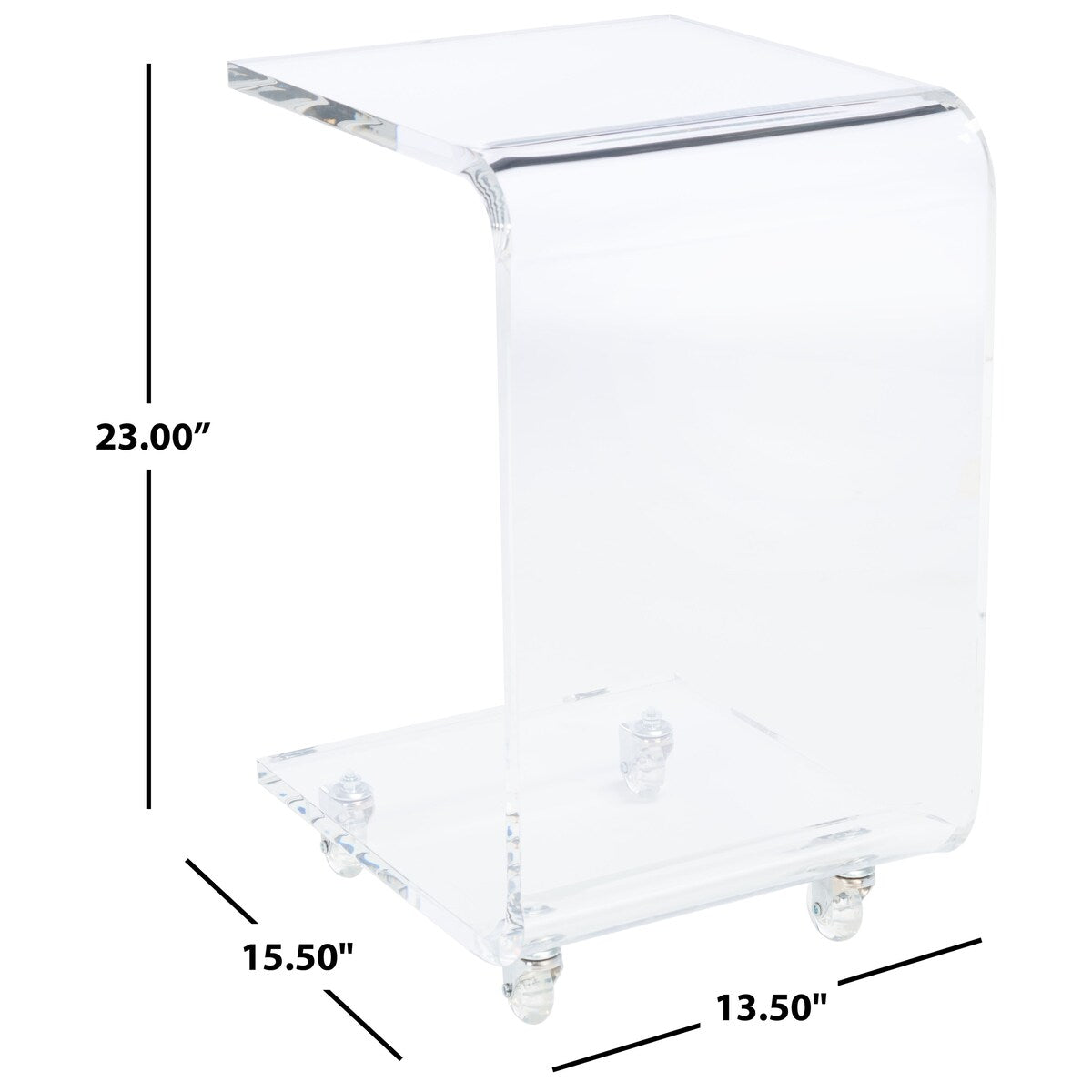 SAFAVIEH Thursa Acrylic Clear Bar Cart - 13.5" W x 15.5" L x 23" H - 14Wx16Dx23H