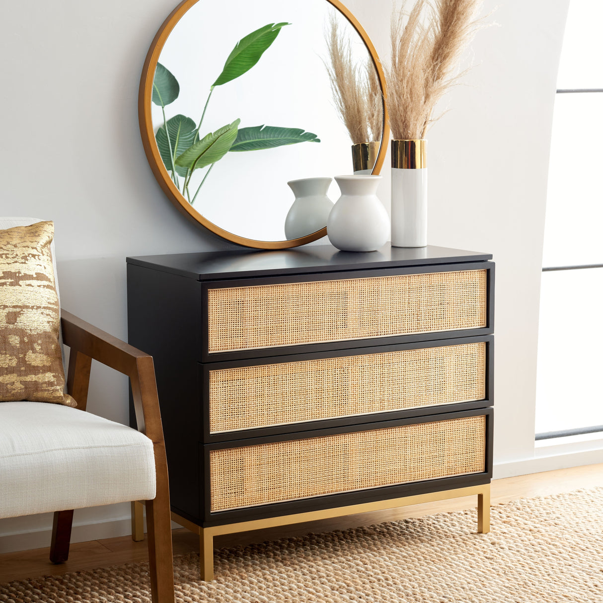 SAFAVIEH Tiney 3-Drawer Rattan Chest