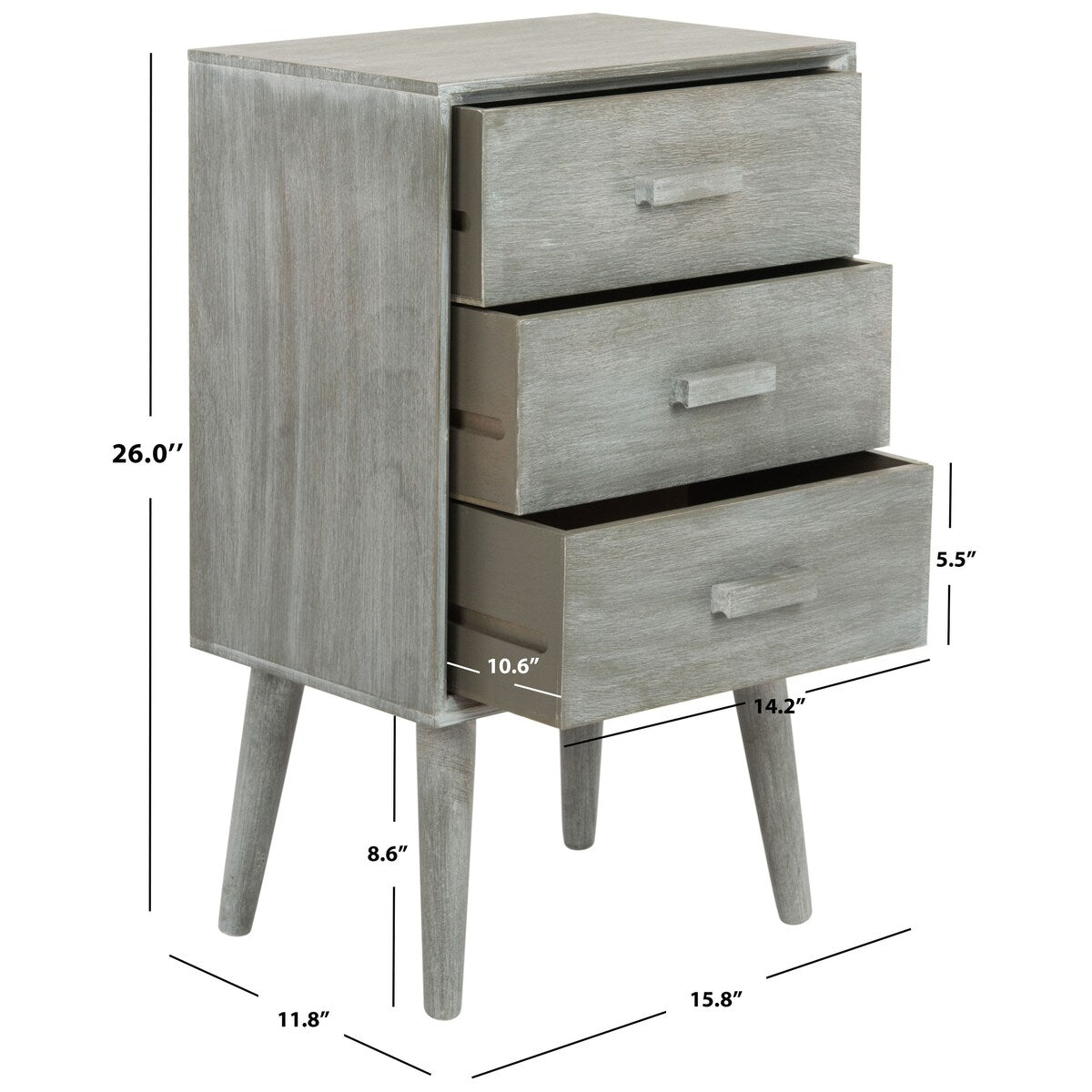 SAFAVIEH Tinie 3-Drawer Chest - 16Wx12Dx26H