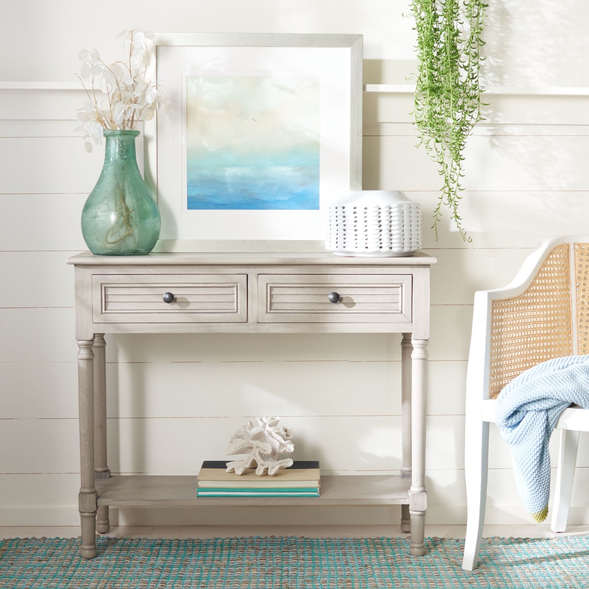 SAFAVIEH Tinnie 2-Drawer Console Table - 36" W x 13" L x 29.5" H - 36Wx13Dx30H