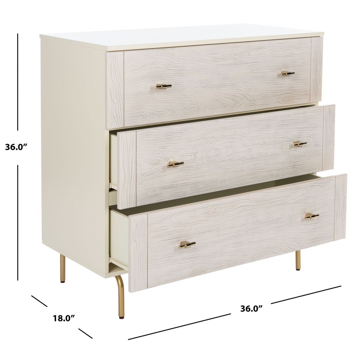 SAFAVIEH Titta 3-Drawer Storage Bedroom Dresser