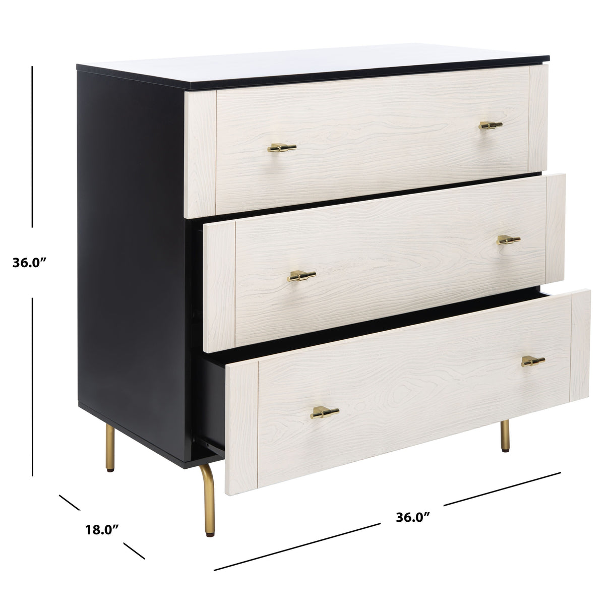 SAFAVIEH Titta 3-Drawer Storage Bedroom Dresser