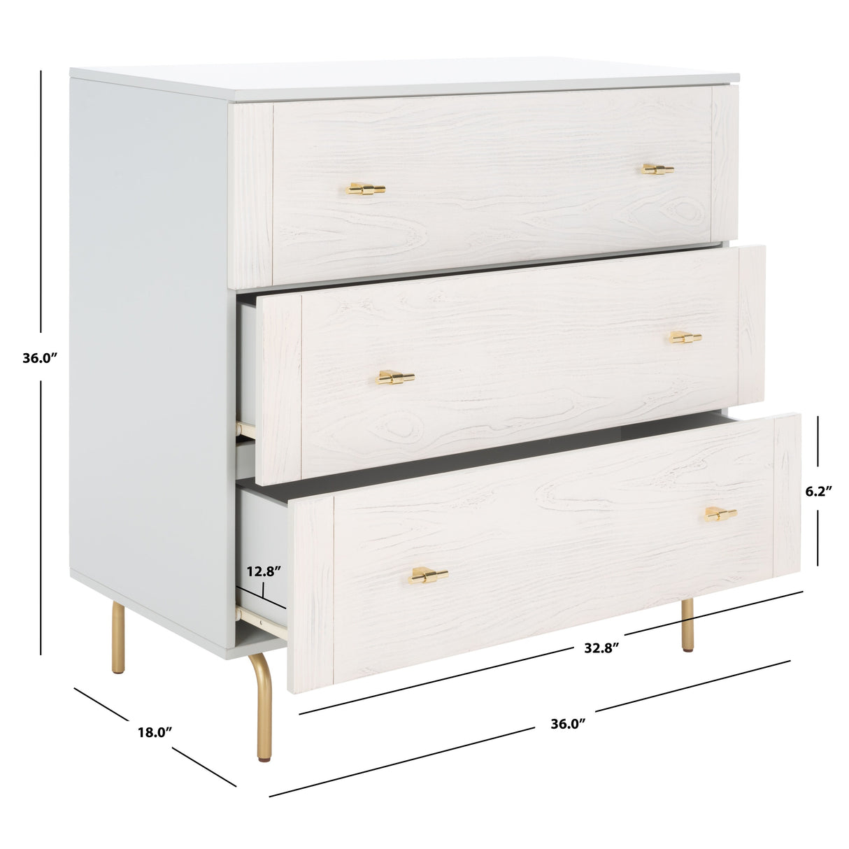 SAFAVIEH Titta 3-Drawer Storage Bedroom Dresser