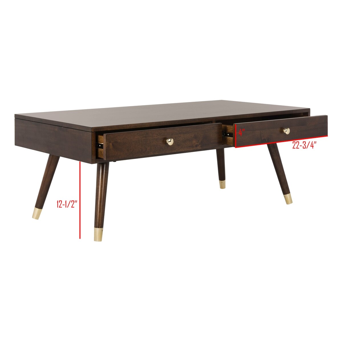 SAFAVIEH Tonya Mid-Century Gold Cap Coffee Table - 48" x 24" x 18" - 48Wx24Dx18H