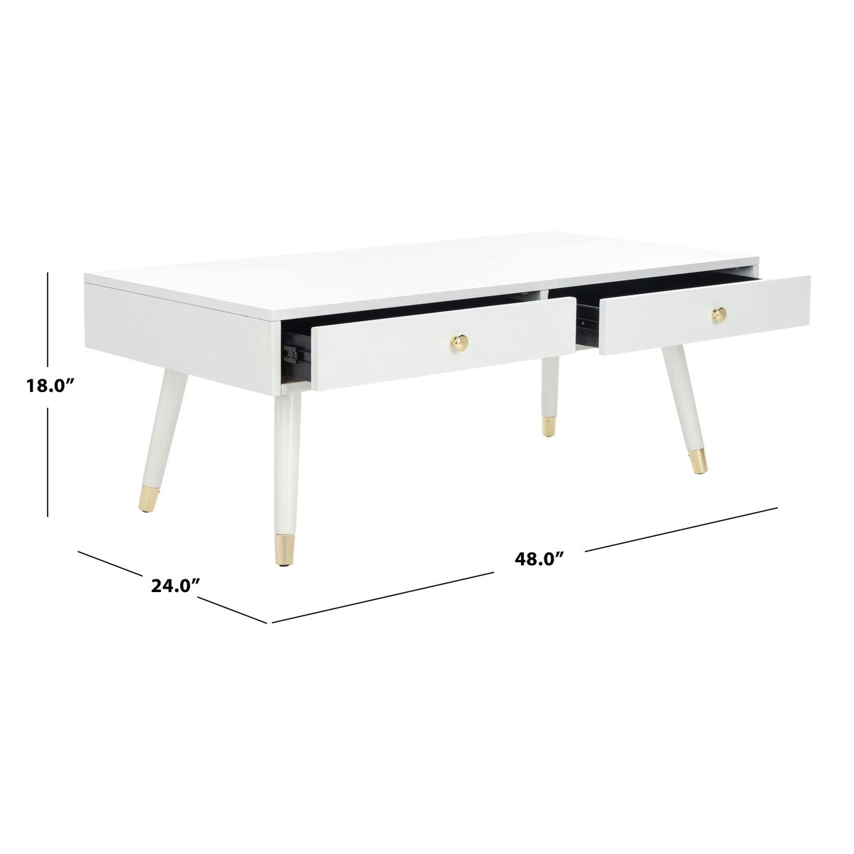 SAFAVIEH Tonya Mid-Century Gold Cap Coffee Table - 48" x 24" x 18" - 48Wx24Dx18H