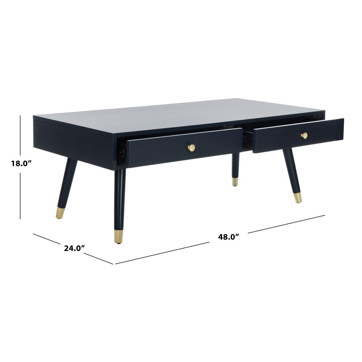 SAFAVIEH Tonya Mid-Century Gold Cap Coffee Table - 48" x 24" x 18" - 48Wx24Dx18H