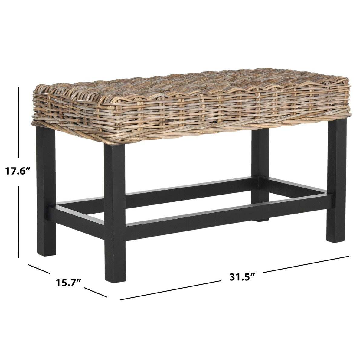 SAFAVIEH Toril Grey Rattan Ottoman