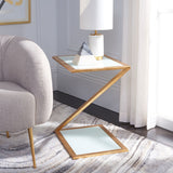 SAFAVIEH Treasures Charmaine Gold/ White Top Accent Table - 19.7" x 13.7" x 21.5" - 20Wx14Dx22H