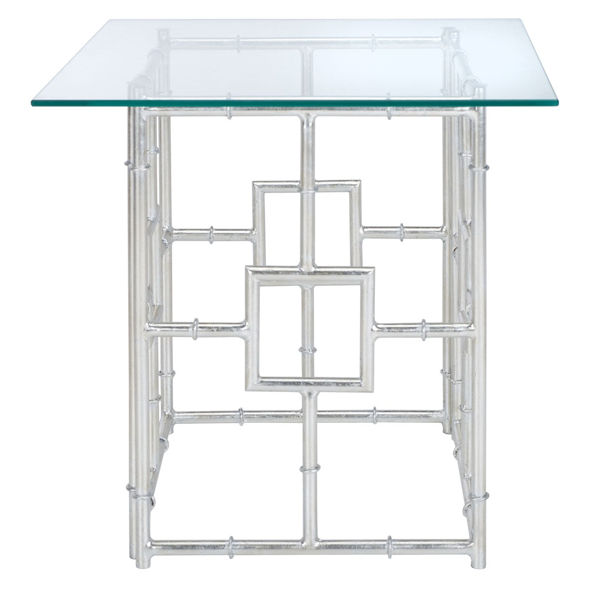 SAFAVIEH Treasures Dragojla Silver/ Glass Top Accent Table - 21.7" x 21.7" x 21.4" - 22Wx22Dx21H